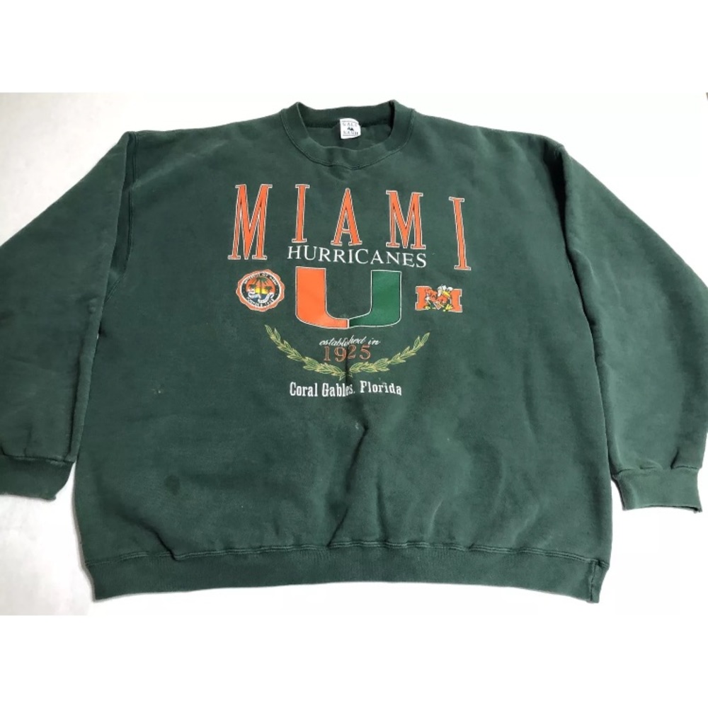 Vintage 90s Miami Hurricanes big logo Crewneck XXL